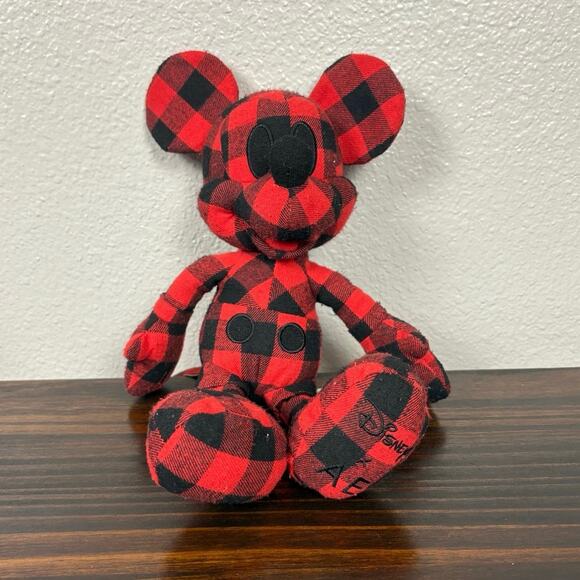 AE American Eagle Special Edition Black and Red Checkered Micky Mouse Plush - Picture 1 of 13